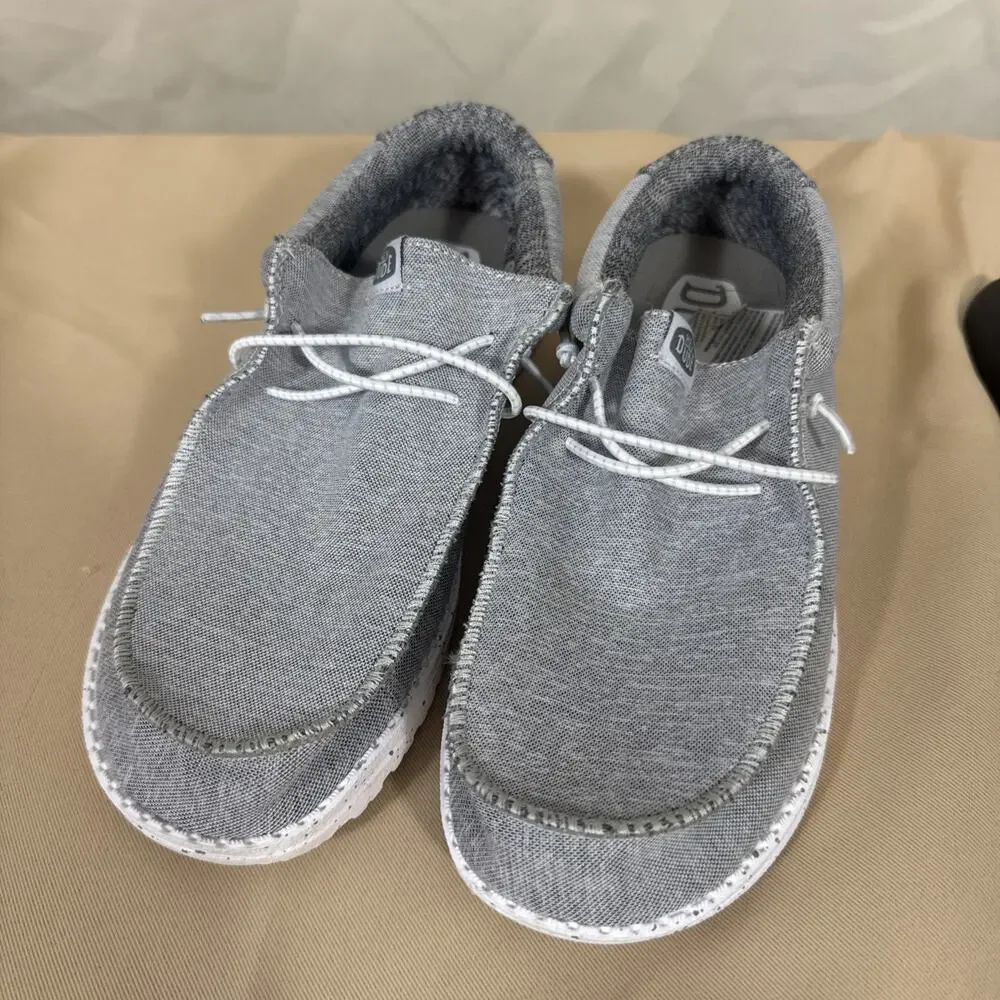 Hey Dude Wally Youth Sport Knit Gray Slip On Shoes Youth 6 Casual Vacation Wear